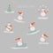 Snowmen sport collection. Vector illustration for Christmas design