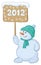 Snowmens boy with sign