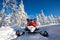 Snowmobile in snowy Finland