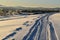 A snowmobile trail on a cold morning