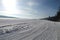 A snowmobile trail in winter in Quebec