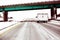 Snowmobile Trailer Going Under Bridge