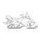 Snowmobile vector outline icon. Vector illustration motorcycle on white background. Isolated outline illustration icon