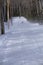 Snowmobilers ride on a trail on Bald Mountain, Rangeley, Maine.