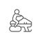 Snowmobiling line icon or winter sport sign