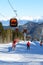 The snowpark, skiers and cableway in Jasna Low Tatras