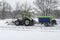 Snowplow with salt spreader in the Netherlands