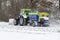 Snowplow with salt spreader in the Netherlands