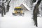 Snowplow Truck Removing the Snow from the village road