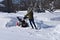 Snowplowing a driveway and sidewalk after a blizzard