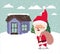 Snowscape with cute house and santa claus sceNE