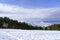 Snowscape on the mountain of Madrid with sun, blue sky and high mountain. Morcuera