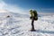 Snowshoeing in Carpathian mountains in wintertime