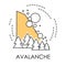 Snowslide or avalanche, natural disaster isolated icon, snowslip