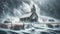 Snowstorm Abandoned Countryside Church Building Retro Old Weathered Steeple Exterior AI Generated