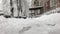 Snowstorm, ice and slippery city streets