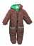Snowsuit for baby on a hanger on a white background
