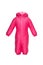 Snowsuit, Children`s winter clothes for walking with hood pink color, front view