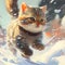 Snowy Adventures: Kitten Winter Exploration