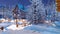 Snowy alpine mountain village at Christmas night