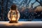 Snowy ambiance Xmas lamp brings festive glow to the winter