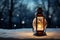 Snowy ambiance Xmas lamp brings festive glow to the winter