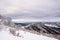 Snowy Beskydy mountains in winter from Slovak side view direction Lysa hora, Slovakia Velka Raca