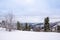 Snowy Beskydy mountains in winter from Slovak side view direction Lysa hora, Slovakia Velka Raca