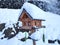 Snowy bird house artfully designed in wonderful winter environment