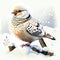 Snowy bird in the winter forest. 3d illustration, horizontal AI generated