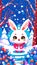 Snowy Bunny Bliss: Vector Illustration of an Anime Rabbit in a Winter Wonderland