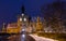 Snowy cityscape at dusk-Town Hall- Bamberg-Germany