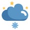 Snowy cloud wiith stars, icon