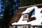 Snowy cottage at Crater Lake Visitor Center in Oregon