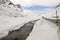 Snowy creek near Julier pass , Switzerland