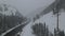 Snowy day in the snow capped mountains forest , West Yellowstone Montana United States