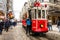 Snowy day in Taksim, Beyoglu. Istanbul, Turkey