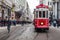 Snowy day in Taksim, Beyoglu. Istanbul, Turkey