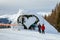 Snowy decorations on French ski resort, La Plagne