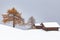 snowy early winter landscape in Alpe di Siusi. Dolomites, Italy - winter holidays destination