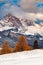 snowy early winter landscape in Alpe di Siusi. Dolomites  Italy - winter holidays destination