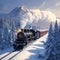Snowy express Steam train glides through a serene snowy setting