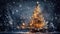 Snowy Fairy Tale: Enchanted Christmas Tree Amidst a Winter Snowfall