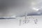 Snowy fields, winter in the Vosges, France.