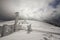 Snowy fields, winter in the Vosges, France.