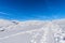 Snowy Footpath in Winter on the Lessinia high Plateau - Malga San Giorgio Veneto Italy