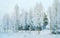 Snowy forest and countryside winter Rovaniemi Lapland reflex