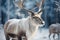 Snowy haven reindeer traverse a winter forest, adding a touch of enchanting grace