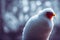 Snowy hen's brave winter stance. A feathered guardian in a frosty world. AI-generated