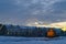 Snowy homes in Eagle Mountain Utah at twilight